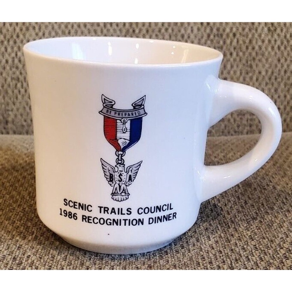 Vintage Scenic Trails Council 1986 Recognition Dinner Be Prepared BSA Mug Cup